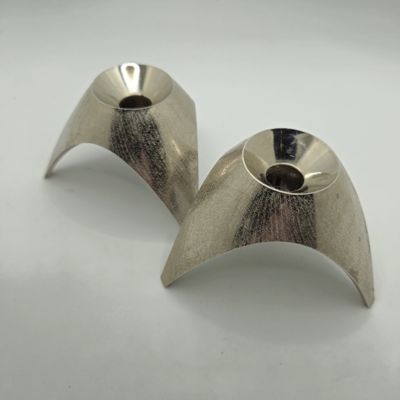 AS Solingen Germany MCM Candleholders Brushed Chrome Steel Tripod Design - Picture 2 of 6